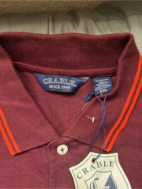 Able Maroon Polo with Orange Stripe Trim
